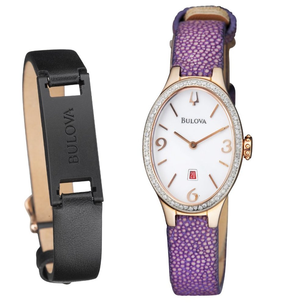 SALE!! Bulova Lizard Skin White Diamond 25mm Watch